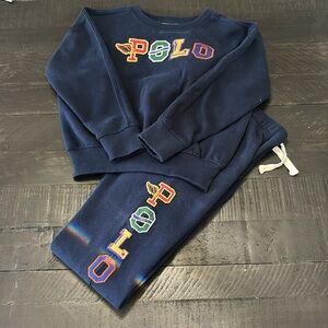 Ralph Lauren Polo Girl 2 Piece Jogging Set Navy Size 6